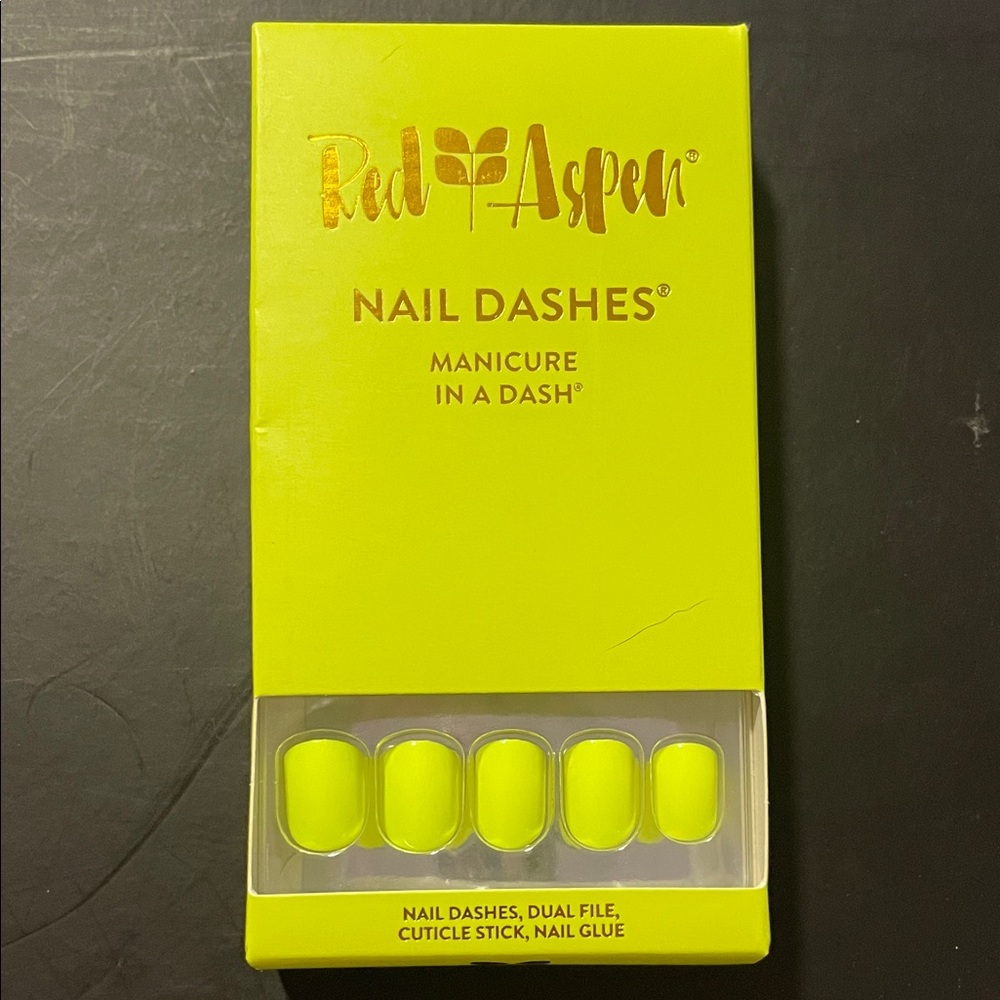 Red Aspen Neon Yellow Nail Dashes - Press-On Manicure